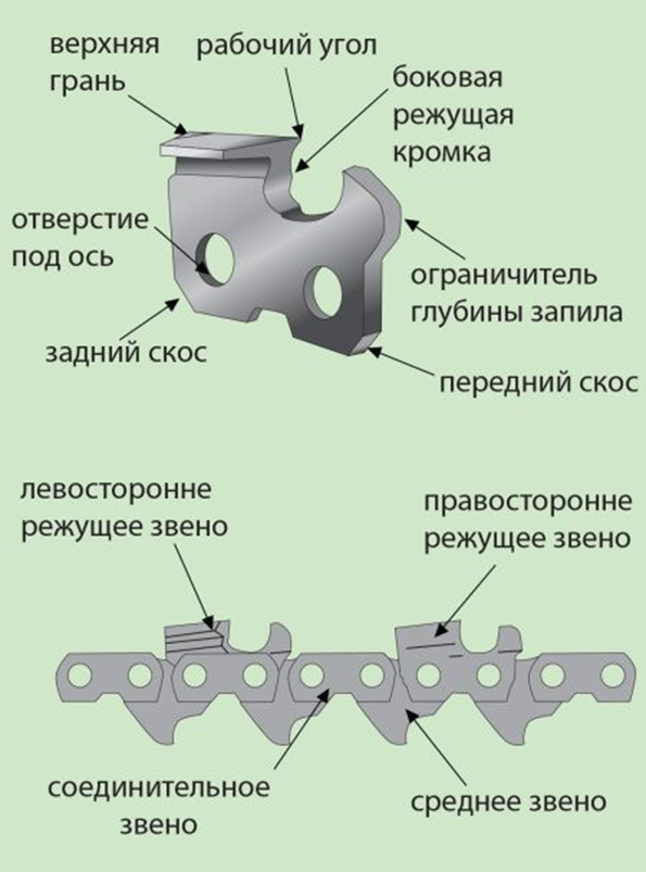 Заточка цепи для продольного пиления: углы заточки, конфигурация зубьев