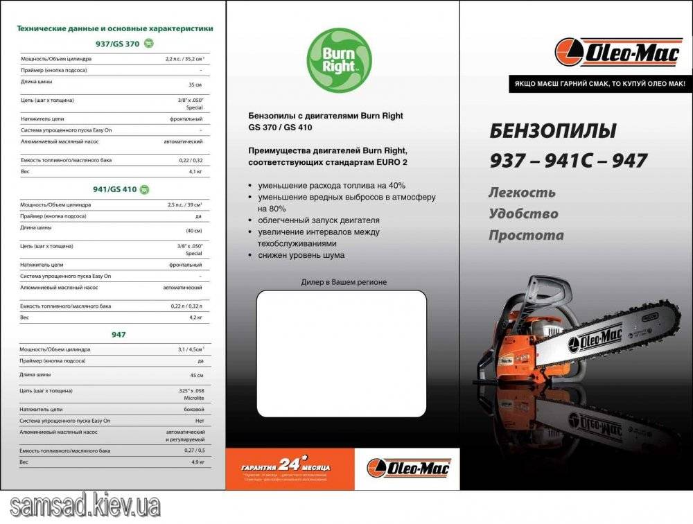 Обзор бензопилы Oleo Mac 937