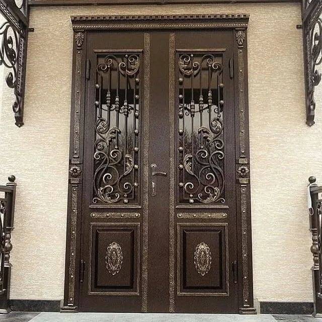 Кованые двери (50 фото): входные, для ворот, каминов, калиток