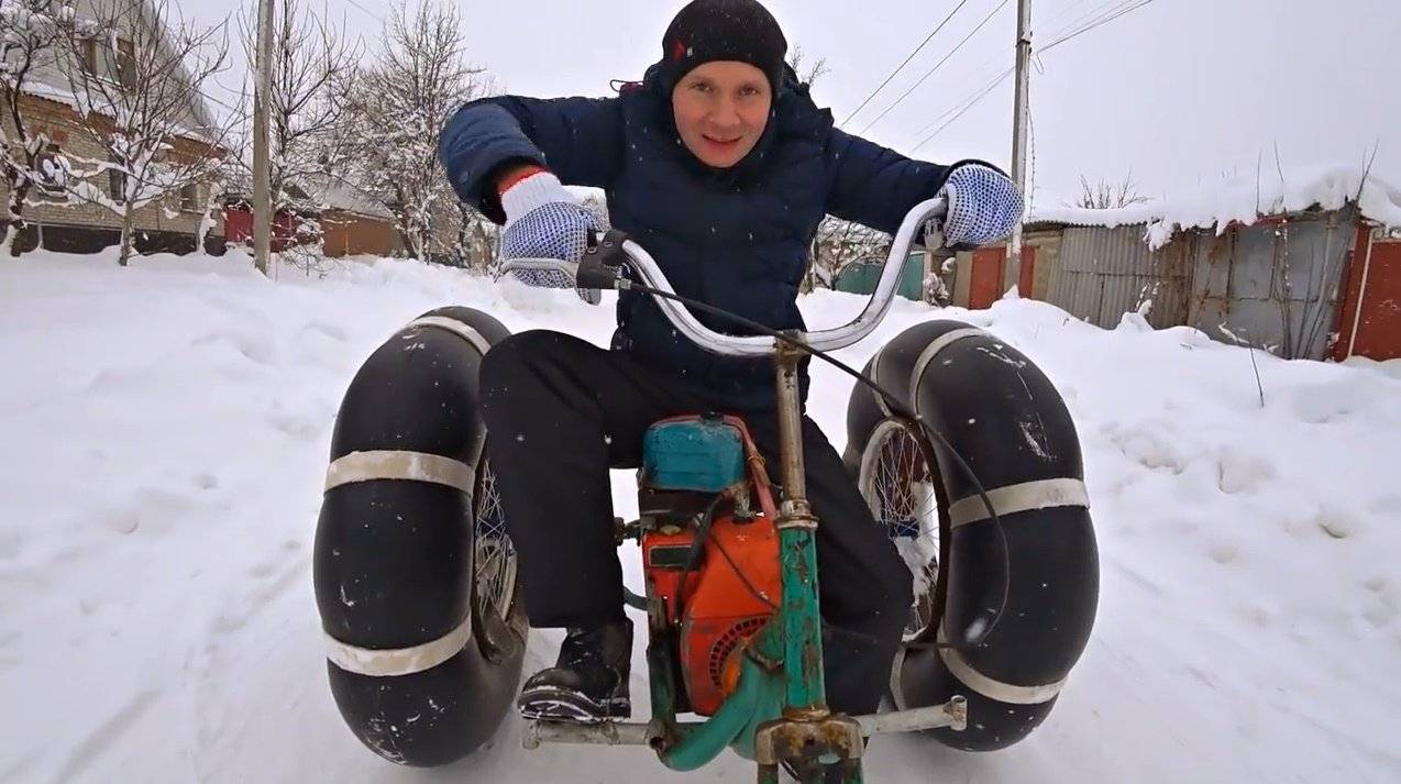 Самодельный снегоход из бензопилы - мотоснег