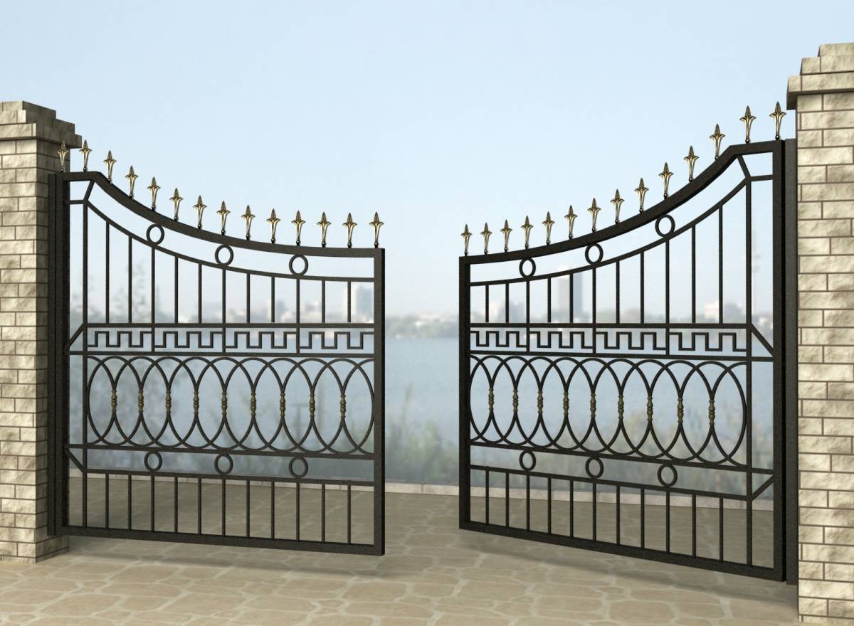 Кованые заборы и ворота: сварные, комбинированные, эскизы, 65 фото