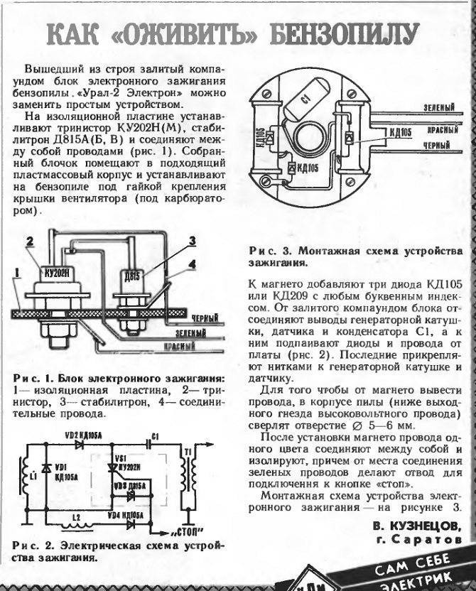 Настройка зажигания бензопилы дружба 4