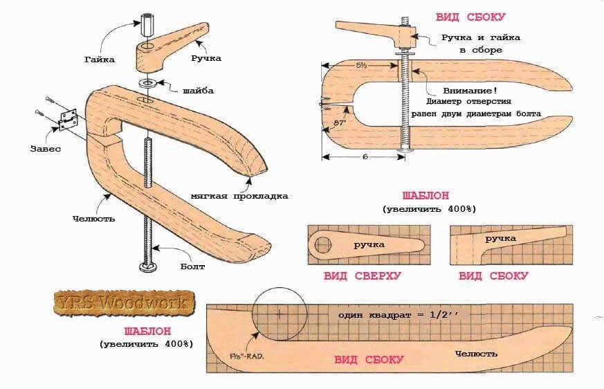 Угловые струбцины: конструкция и изготовление своими руками из фанеры, дерева и металла